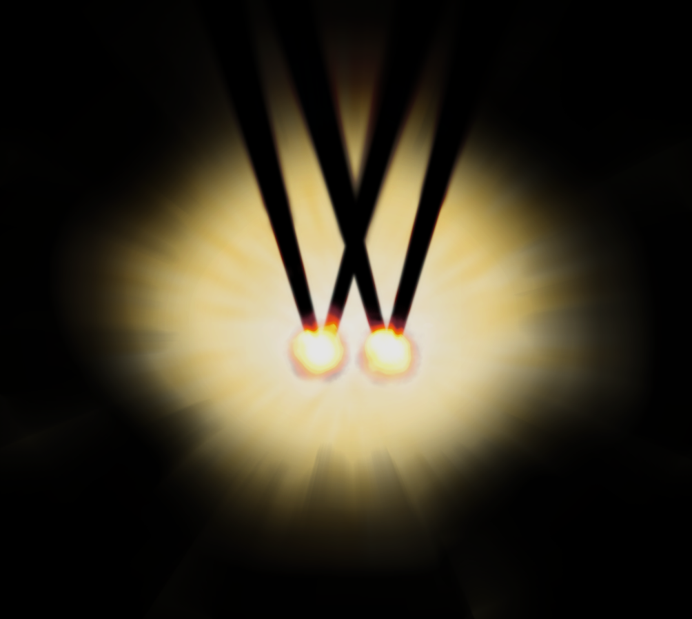 Waxweal Logo - A pair of candles, each casting two shadows which intersect to form a "W"